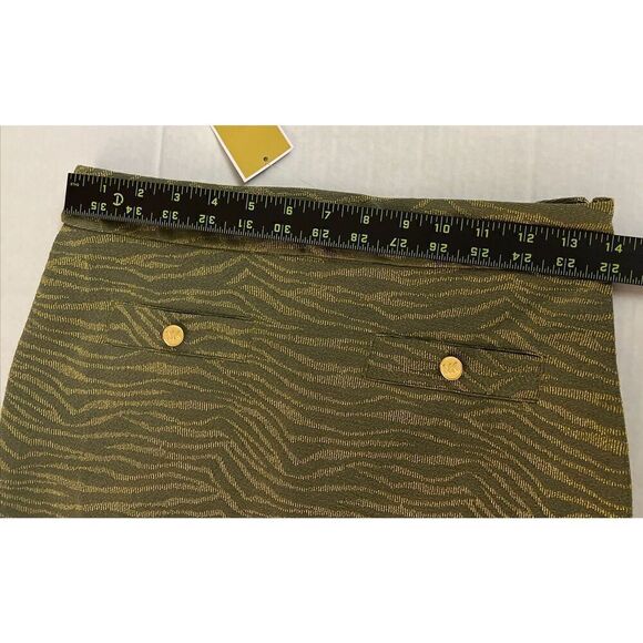 Michael Kors Skirt Womens Size X-SMALL Army Green Metallic Gold Zebra Pencil NWT - Picture 8 of 9